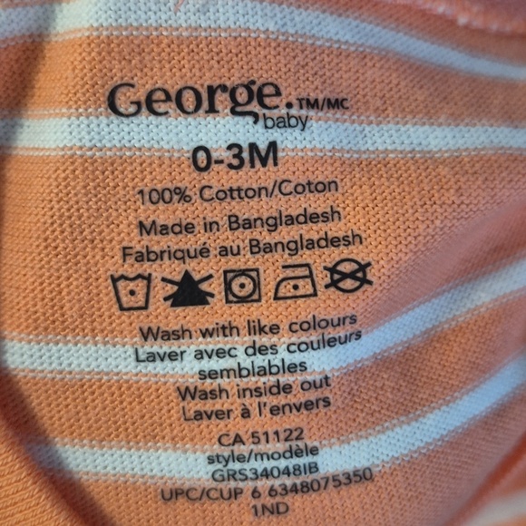 100% Cotton George 2 Pack Orange Striped/ Green Camo Kids One Piece Romper Set - Picture 3 of 3
